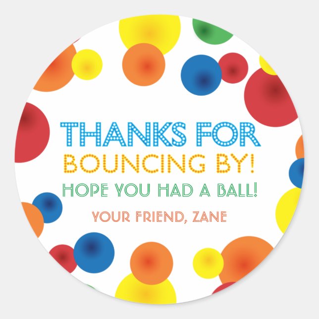 Bouncy Ball Anniversaire Round Faver Stickers (Devant)