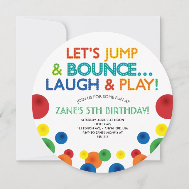 Bouncy Ball Birthday Circle Invitation (Devant)