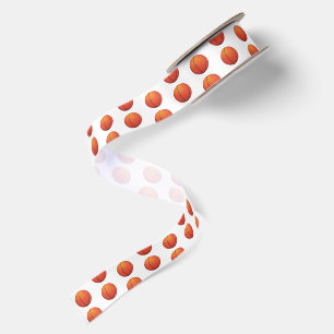 Bouncy Bright Basketball Satin Ribbon