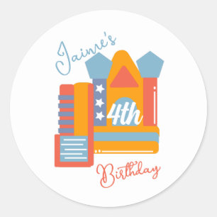 Bouncy Party Colourful Inflatables Birthday Classic Round Sticker