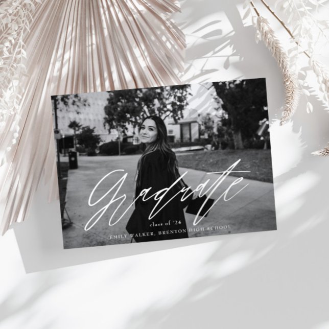 Bouncy Script Graduation Announcement Card (Creator Uploaded)