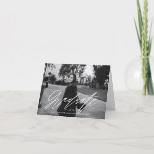 Bouncy Script Graduation Announcement Card
