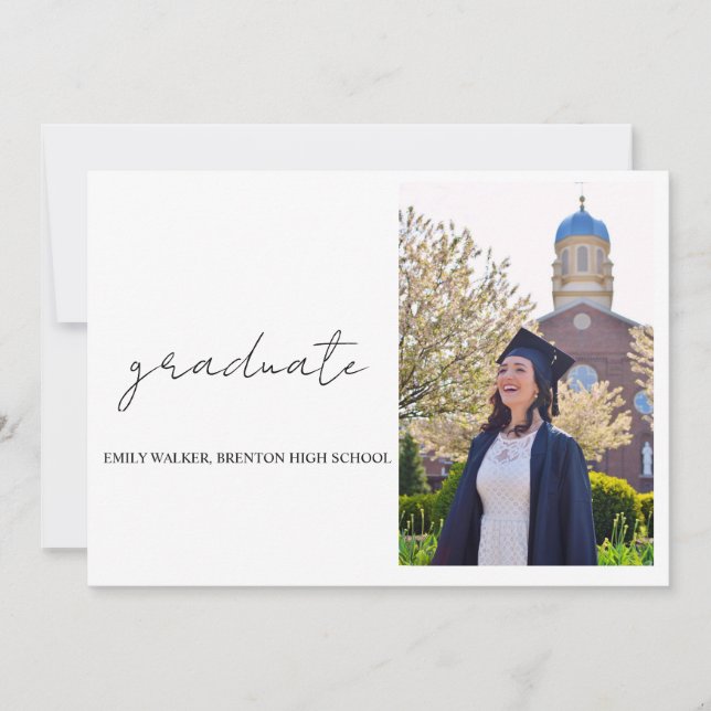 Bouncy Script Graduation  Thank You Card (Front)