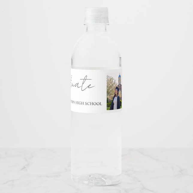 Bouncy Script Graduation  Water Bottle Label (Front)