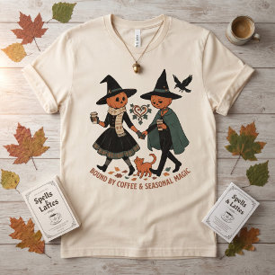 Bound by Coffee & Seasonal Magic Cute Pumpkin T-Shirt