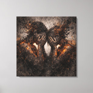 Bound by Fire: A Couple's Shared Struggle Canvas Print