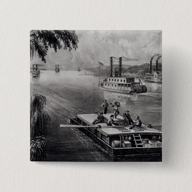 Bound Down the River 2 Inch Square Button (Front)