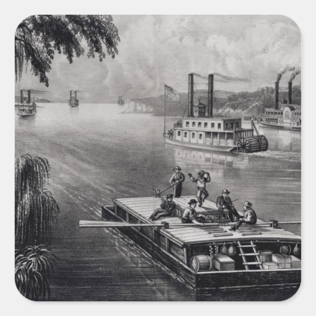 Bound Down the River Square Sticker (Front)