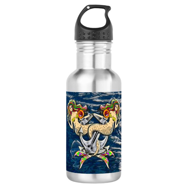 Bound Mermaids - Nautical Design for Ocean Lovers 532 Ml Water Bottle (Front)