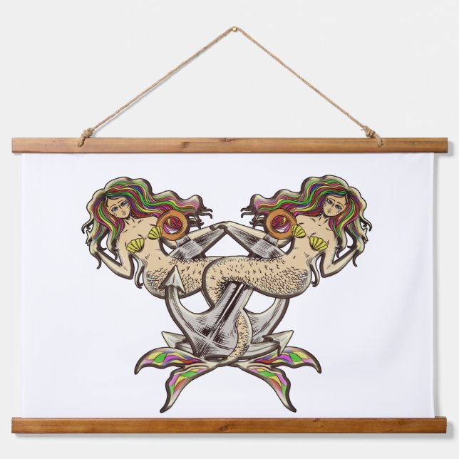 Bound Mermaids - Nautical Design for Ocean Lovers Hanging Tapestry (Front)