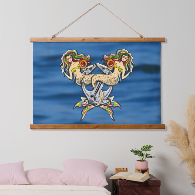 Bound Mermaids - Nautical Design for Ocean Lovers Hanging Tapestry (Bedroom)