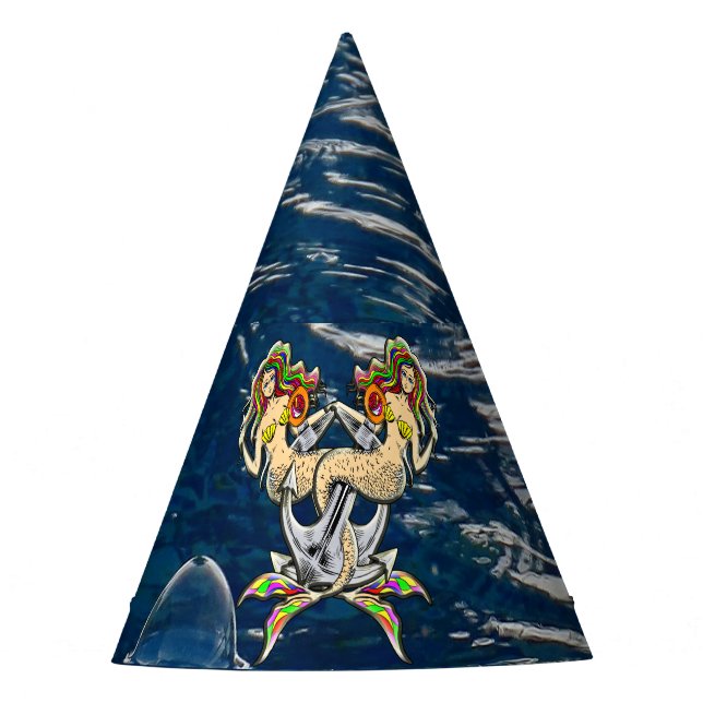 Bound Mermaids - Nautical Design for Ocean Lovers Party Hat (Front)