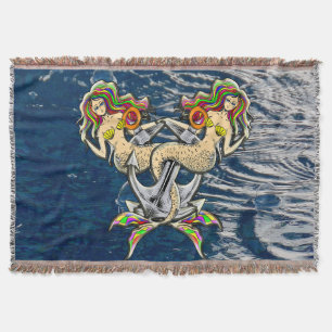Bound Mermaids - Nautical Design for Ocean Lovers Throw Blanket