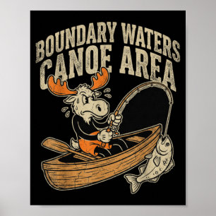Boundary Waters Canoe Area Moose Kayak Fishing Poster