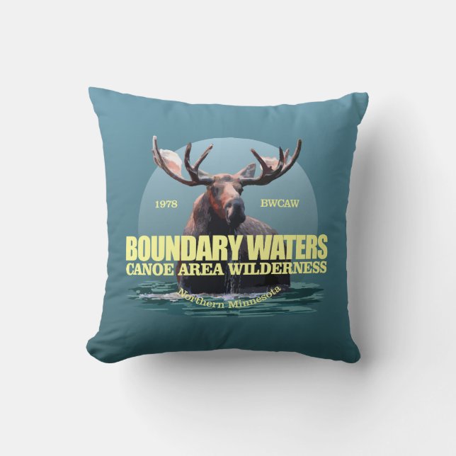 Boundary Waters CAW (Moose) WT Throw Pillow (Front)