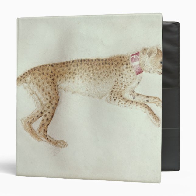 Bounding cheetah with a red collar binder (Front/Inside)
