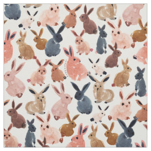 BOUNDLESS BUNNIES Cute Pastel Watercolor Rabbits Fabric