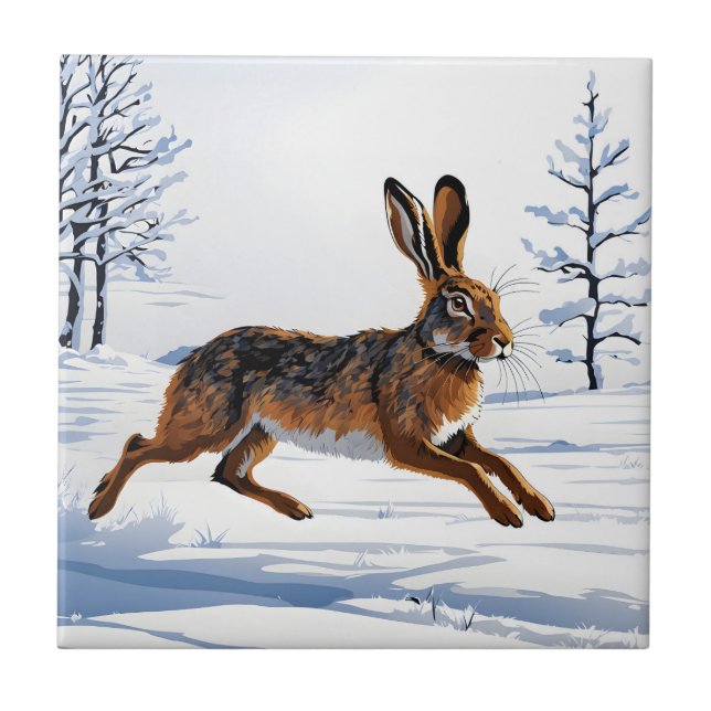 Boundless Hare Freedom in Snow Tile (Front)