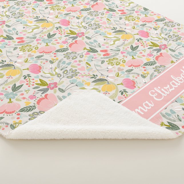 Bountiful Blooms Personalized Baby Sherpa Blanket (3/4)