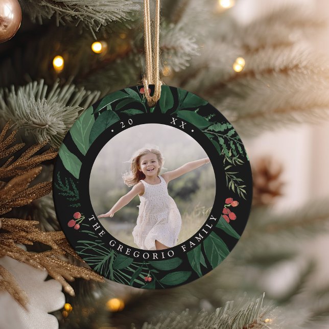 Bountiful Botanical Personalized Photo Ceramic Ornament (Creator Uploaded)