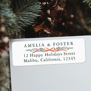 Bountiful Bow Border Christmas Return Address