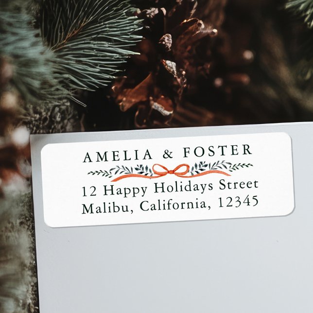 Bountiful Bow Border Christmas Return Address (Creator Uploaded)