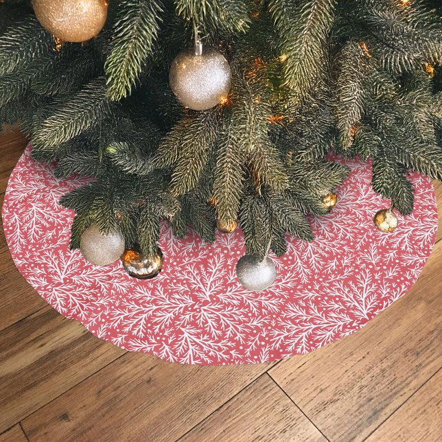 Bountiful Branches Red and White Juniper Christmas Brushed Polyester Tree Skirt (Creator Uploaded)