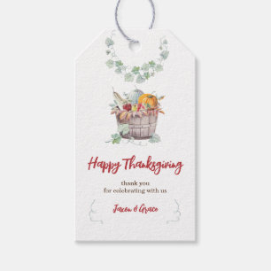 Bountiful Bushel Basket Thanksgiving Thanks Gift Tags