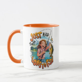 Bountiful Catch: Young Girl With Fish and Fishing Mug