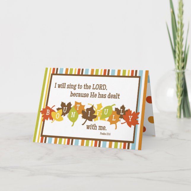 BOUNTIFUL Folded Scripture Verse Thanksgiving Card (Front)