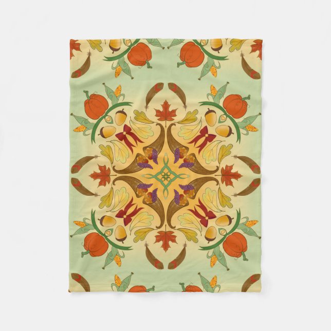 Bountiful Harvest Radial Art Fleece Blanket (Front)