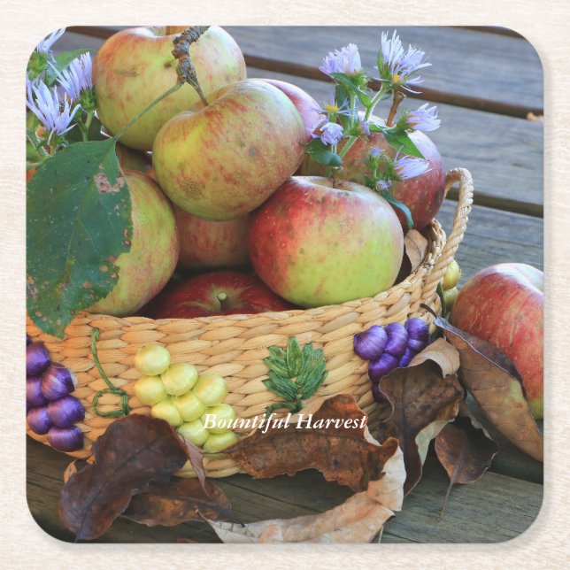 Bountiful Harvest Square Paper Coaster (Front)
