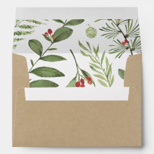 Bountiful   Holiday Botanical Kraft Return Address Envelope