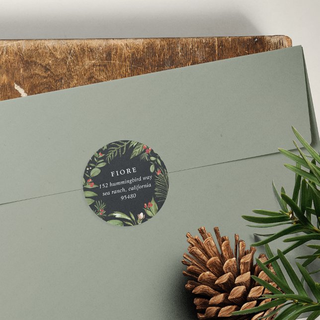 Bountiful | Holiday Return Address Classic Round Sticker (Creator Uploaded)