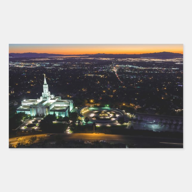 Bountiful Lds Mormon Temple Sunset Sticker (Front)