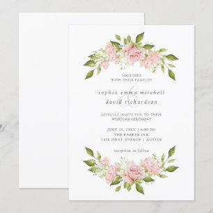 Bountiful Roses Elegant Pink Floral Wedding Invitation