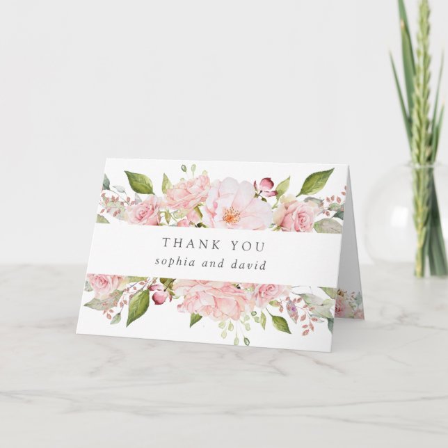 Bountiful Roses | Floral Wedding White Thank You Card (Front)