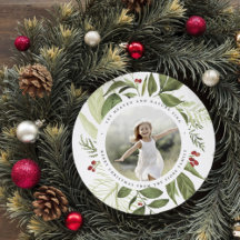 Bountiful | Round Holiday Photo Card