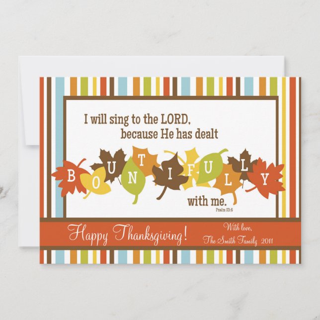 BOUNTIFUL Scripture Thanksgiving Card-Customize It Holiday Card (Front)