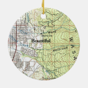 Bountiful Utah Topo Map Ceramic Ornament