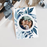 Bountiful | Watercolor Botanical Hanukkah Photo Holiday Card<br><div class="desc">Elegant Hanukkah photo card features a favourite photo surrounded by lush blue botanical foliage and tiny white berries. Personalize with a custom holiday greeting (shown with "wishing you light,  peace and love"),  and your names curved around the photo. Add four additional images to the back,  along with the year.</div>