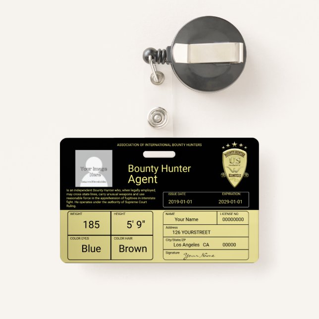 Bounty Hunter Agent Badge (Back with Retractable)