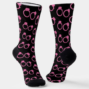 Bounty Hunter Fun Pink Handcuffs Print Socks