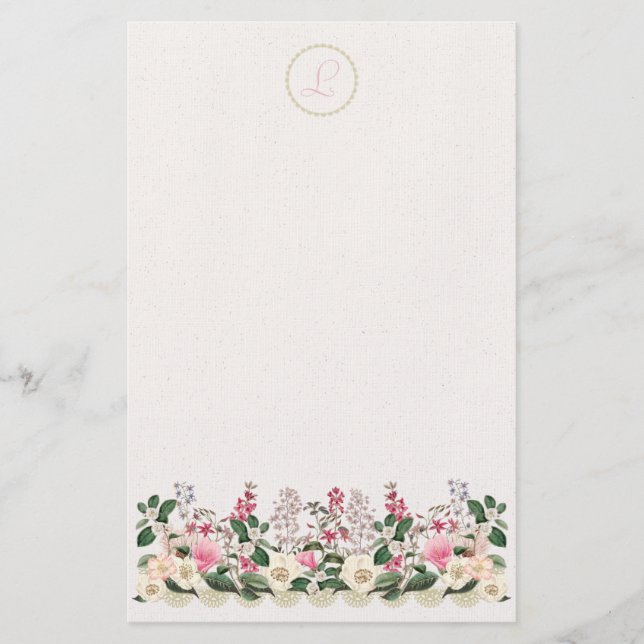 Bountyful Garden Elegant Monogram Stationery (Front)