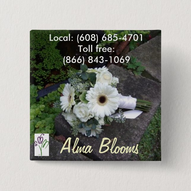 Bouquet 2 Inch Square Button (Front)