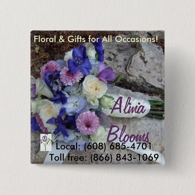 Bouquet 2 Inch Square Button (Front)