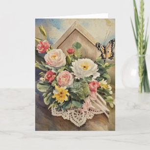 Bouquet and Butterfly Birthday Card