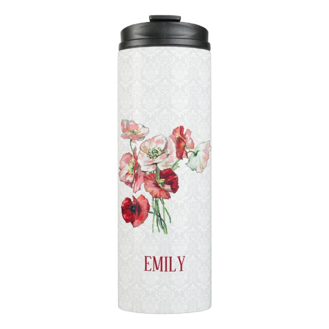 Bouquet And Damask Pattern Thermal Tumbler (Front)