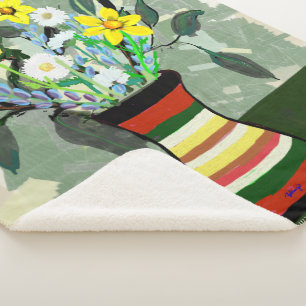 Bouquet and Vase Sherpa Blanket