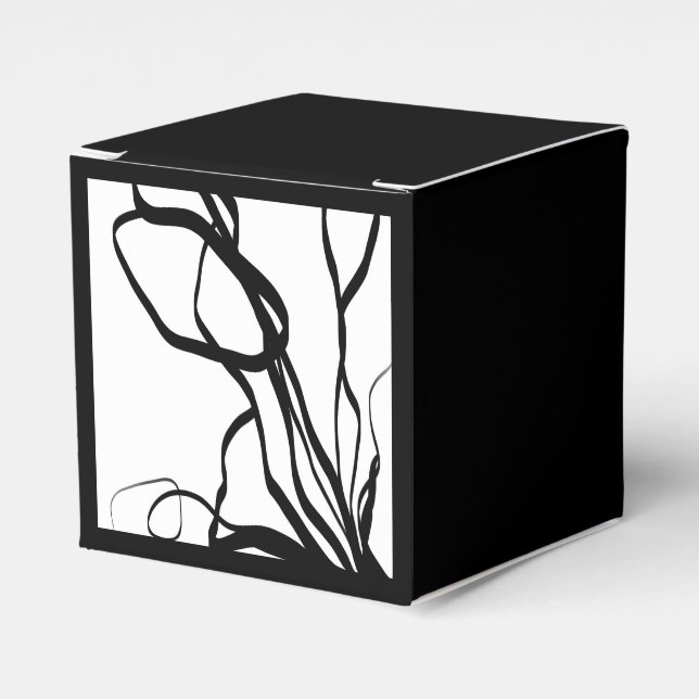 Bouquet Blanc: Abstract White & Black Favor Box (Front Side)
